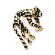 Statement broches tijger Gold-black-green