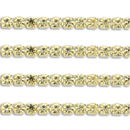 Roestvrij stalen (RVS) Stainless steel strass chain 2mm Gold-champagne