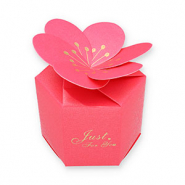Sieraden (cadeau) doosje bloem "Just for you" Fuchsia pink-gold
