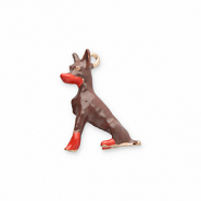 Bedels metaal hond Gold-dark brown-red