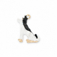 Bedels metaal hond Gold-black-white