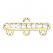 Brass TQ metaal tussenstuk met 3 oogjes Gold-transparent