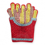 Statement hangers met strass friet Red-yellow-turquoise-rose gold