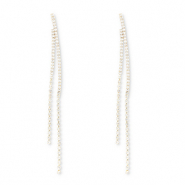 Eco-brass&reg; metaal oorbellen / oorstekers met strass Gold-crystal