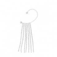 Eco-brass&reg; metaal oorbellen ear cuff met strass Silver-crystal