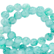 8 mm glaskralen gem&ecirc;leerd Bleached aqua blue