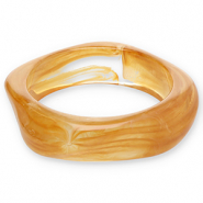 Resin armbanden bangle Camel brown-white