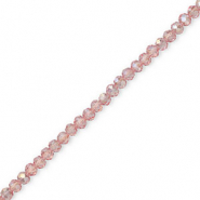Top Facet kralen 4x3mm disc Light pink-pearl shine coating