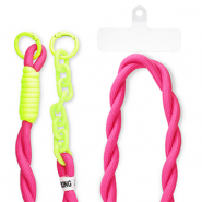 Trendy telefoonkoord incl. bevestiging Dark pink-neon yellow