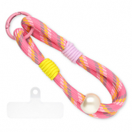 Trendy telefoonkoord incl. bevestiging Pink-yellow-lilac-ivory white