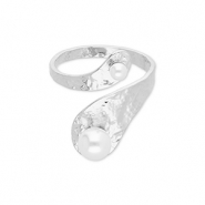 Roestvrij stalen (RVS) Stainless steel ringen met parels Silver-white