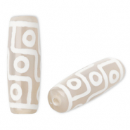 Natuursteen kralen chalcedoon tube Sand beige-white