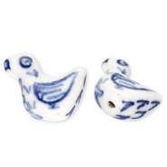 Kralen keramiek eend Off white-Delft blue