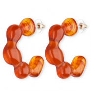 Trendy resin oorbellen&nbsp;/&nbsp;oorstekers Dark orange