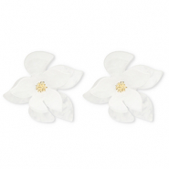 Trendy resin oorbellen&nbsp;/&nbsp;oorstekers bloem White-gold