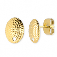 Roestvrij stalen (RVS) Stainless steel onderdelen oorbellen / oorstekers ovaal met oogje Gold