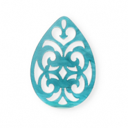 Resin hangers druppel barok 38x27mm Blue Atoll