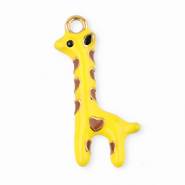 Roestvrij stalen (RVS) Stainless steel bedels giraffe Yellow-brown-black