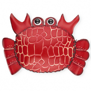 Portemonnee van leer krab Red-sand beige-black-white