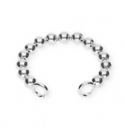 BY31® Roestvrij stalen (RVS) Stainless steel oorbellen / ear cuff bollen met 2 oogjes Silver