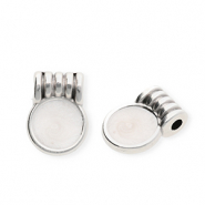 Bedels DQ® metaal rond Antiek zilver-pearl white (nikkelvrij)