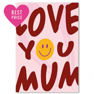 BY31® Sieraden kaartjes "Love you mum" Burgundy red-pink-yellow-lilac