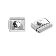 Roestvrij stalen (RVS) Stainless steel Italian charms losse schakels Yin & Yang Silver-black-white