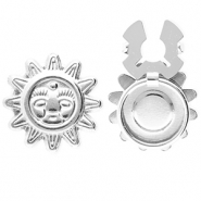 Roestvrij stalen (RVS) Stainless steel button covers zon met gezicht Silver
