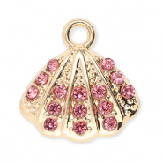 Bedels metaal schelp met strass Gold-pink