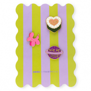 BY31&reg; Pins "Sushi"&nbsp;/&nbsp;ballon hond&nbsp;/&nbsp;"Give me space" op kaartje Green-purple-pink-white-yellow