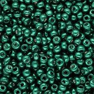 Glaskralen Rocailles 6/0 (4mm) Metallic shine teal green