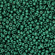 Glaskralen Rocailles 8/0 (3mm) Metallic shine teal green