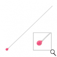 BY31® Roestvrij stalen (RVS) Stainless steel onderdelen nietstiften met bolletje 70mm Silver-magenta pink