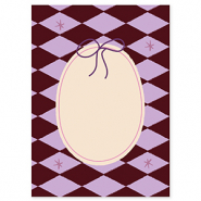 BY31&reg; Sieraden kaartjes ovaal met strik Brown-purple-pink-cr&eacute;me