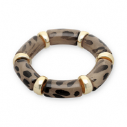 Resin armbanden met luipaardprint Gold-transparent light amber brown-black