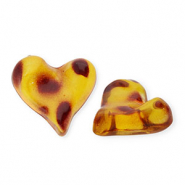 Acryl cabochons hart met luipaardprint Amber brown