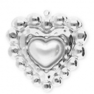 Roestvrij stalen (RVS) Stainless steel bedels hart Silver-white