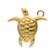 Roestvrij stalen (RVS) Stainless steel bedels schildpad Gold