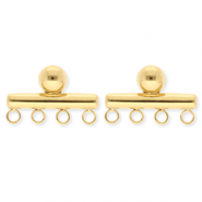 BY31&reg; Roestvrij stalen (RVS) Stainless steel onderdelen oorbellen&nbsp;/&nbsp;oorstekers staaf met 4 oogjes Gold