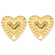 BY31&reg; Roestvrij stalen (RVS) Stainless steel onderdelen oorbellen&nbsp;/&nbsp;oorstekers hart met oogje Gold