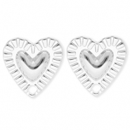 BY31&reg; Roestvrij stalen (RVS) Stainless steel onderdelen oorbellen&nbsp;/&nbsp;oorstekers hart met oogje Silver