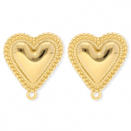 BY31&reg; Roestvrij stalen (RVS) Stainless steel onderdelen oorbellen&nbsp;/&nbsp;oorstekers hart met oogje Gold