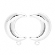 BY31&reg; Roestvrij stalen (RVS) Stainless steel onderdelen oorbellen&nbsp;/&nbsp;oorstekers maan met oogje Silver