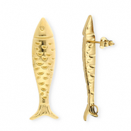 BY31&reg; Roestvrij stalen (RVS) Stainless steel onderdelen oorbellen&nbsp;/&nbsp;oorstekers vis met oogje Gold