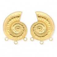 BY31&reg; Roestvrij stalen (RVS) Stainless steel onderdelen oorbellen&nbsp;/&nbsp;oorstekers schelp met 3 oogjes Gold
