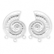 BY31&reg; Roestvrij stalen (RVS) Stainless steel onderdelen oorbellen&nbsp;/&nbsp;oorstekers schelp met 3 oogjes Silver