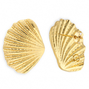BY31&reg; Roestvrij stalen (RVS) Stainless steel onderdelen oorbellen&nbsp;/&nbsp;oorstekers schelp met oogje Gold