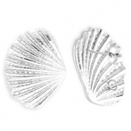 BY31&reg; Roestvrij stalen (RVS) Stainless steel onderdelen oorbellen&nbsp;/&nbsp;oorstekers schelp met oogje Silver