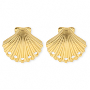 BY31&reg; Roestvrij stalen (RVS) Stainless steel onderdelen oorbellen&nbsp;/&nbsp;oorstekers schelp met 5 oogjes Gold