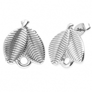 Roestvrij stalen (RVS) Stainless steel onderdelen oorbellen / oorstekers blad met oogje Silver